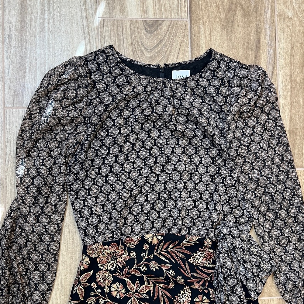 MISA Amber Paisley Print Long Sleeve Mini Dress - Picture 5 of 9